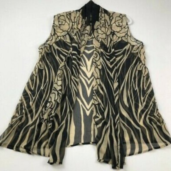 NWOT Sheer Open Front Waterfall Vest - Picture 2 of 9